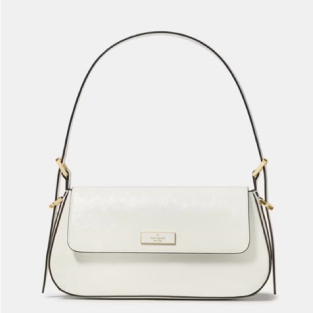 Kate Spade White Shoulder Bag with Gold Accents